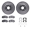 WGWH1-67115 Front Brake Disc and Pad Kit, Silver zinc-plated, Cross-drilled and Slotted, 330 mm, Ceramic, R1 eLINE Silver Rotors with Ceramic Pads Series