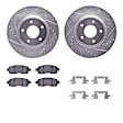 WGWH1-67126 Front Brake Disc and Pad Kit, Cross-drilled and Slotted Ceramic R1 eLINE Silver Rotors with Ceramic Pads Series