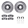 WGWH1-67129 Front Brake Disc and Pad Kit, Silver zinc-plated, Cross-drilled and Slotted, 330 mm, Ceramic, R1 eLINE Silver Rotors with Ceramic Pads Series