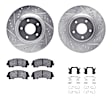 WGWH1-67129 Front Brake Disc and Pad Kit, Silver zinc-plated, Cross-drilled and Slotted, 330 mm, Ceramic, R1 eLINE Silver Rotors with Ceramic Pads Series