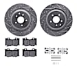 WGWH1-68016 Rear Brake Disc and Pad Kit, Silver zinc-plated, Cross-drilled and Slotted, 351 mm, Ceramic, R1 eLINE Silver Rotors with Ceramic Pads Series