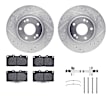 WGWH1-72047 Front Brake Disc and Pad Kit, Silver zinc-plated, Cross-drilled and Slotted, 305 mm, Ceramic, R1 eLINE Silver Rotors with Ceramic Pads Series