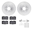 WGWH1-72047 Front Brake Disc and Pad Kit, Silver zinc-plated, Cross-drilled and Slotted, 305 mm, Ceramic, R1 eLINE Silver Rotors with Ceramic Pads Series