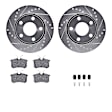 WGWH1-73020 Rear Brake Disc and Pad Kit, Silver zinc-plated, Cross-drilled and Slotted, 267 mm, Ceramic, R1 eLINE Silver Rotors with Ceramic Pads Series