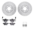 WGWH1-73047 Front Brake Disc and Pad Kit, Silver zinc-plated, Cross-drilled and Slotted, 305 mm, Ceramic, R1 eLINE Silver Rotors with Ceramic Pads Series