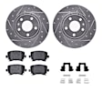 WGWH1-73057 Rear Brake Disc and Pad Kit, Silver zinc-plated, Cross-drilled and Slotted, 287 mm, Ceramic, R1 eLINE Silver Rotors with Ceramic Pads Series