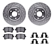 WGWH1-73069 Rear Brake Disc and Pad Kit, Silver zinc-plated, Cross-drilled and Slotted, 300 mm, Ceramic, R1 eLINE Silver Rotors with Ceramic Pads Series