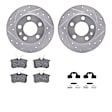 WGWH1-74030 Rear Brake Disc and Pad Kit, Silver zinc-plated, Cross-drilled and Slotted, 267 mm, Ceramic, R1 eLINE Silver Rotors with Ceramic Pads Series