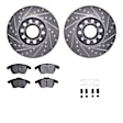 WGWH1-74079 Front Brake Disc and Pad Kit, Silver zinc-plated, Cross-drilled and Slotted, 287 mm, Ceramic, R1 eLINE Silver Rotors with Ceramic Pads Series