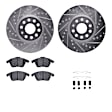 WGWH1-74082 Front Brake Disc and Pad Kit, Silver zinc-plated, Cross-drilled and Slotted, 325 mm, Ceramic, R1 eLINE Silver Rotors with Ceramic Pads Series