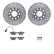 WGWH1-74092 Rear Brake Disc and Pad Kit, Silver zinc-plated, Cross-drilled and Slotted, 272 mm, Ceramic, R1 eLINE Silver Rotors with Ceramic Pads Series