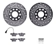 WGWH1-74092 Rear Brake Disc and Pad Kit, Silver zinc-plated, Cross-drilled and Slotted, 272 mm, Ceramic, R1 eLINE Silver Rotors with Ceramic Pads Series