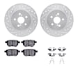 WGWH1-75035 Rear Brake Disc and Pad Kit, Silver zinc-plated, Cross-drilled and Slotted, 279 mm, Ceramic, R1 eLINE Silver Rotors with Ceramic Pads Series