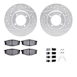 WGWH1-76023 Front Brake Disc and Pad Kit, Silver zinc-plated, Cross-drilled and Slotted, 267 mm, Ceramic, R1 eLINE Silver Rotors with Ceramic Pads Series