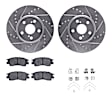 WGWH1-76082 Front Brake Disc and Pad Kit, Silver zinc-plated, Cross-drilled and Slotted, 279 mm, Ceramic, R1 eLINE Silver Rotors with Ceramic Pads Series