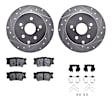 WGWH1-76177 Rear Brake Disc and Pad Kit, Silver zinc-plated, Cross-drilled and Slotted, 282 mm, Ceramic, R1 eLINE Silver Rotors with Ceramic Pads Series