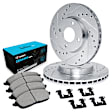 WGWH1-80003 Front Brake Disc and Pad Kit, Silver zinc-plated, Cross-drilled and Slotted, 254 mm, Ceramic, R1 eLINE Silver Rotors with Ceramic Pads Series