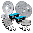 WGWH2-03010 Front and Rear Brake Disc and Pad Kit, Silver zinc-plated, Cross-drilled and Slotted, 279 mm, Ceramic, R1 eLINE Silver Rotors with Ceramic Pads Series