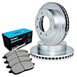WGWN1-40003 Front Brake Disc and Pad Kit, Silver zinc-plated, Cross-drilled and Slotted, 356 mm, Ceramic, R1 eLINE Silver Rotors with Ceramic Pads Series