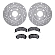 WGWN1-52002 Rear Brake Disc and Pad Kit, Cross-drilled and Slotted Ceramic R1 eLINE Silver Rotors with Ceramic Pads Series