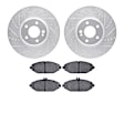 WGWN1-63023 Front Brake Disc and Pad Kit, Silver zinc-plated, Cross-drilled and Slotted, 343 mm, Ceramic, R1 eLINE Silver Rotors with Ceramic Pads Series