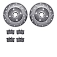 WGWN1-74003 Rear Brake Disc and Pad Kit, Silver zinc-plated, Cross-drilled and Slotted, 254 mm, Ceramic, R1 eLINE Silver Rotors with Ceramic Pads Series