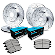 WGWN2-31091 Front and Rear Brake Disc and Pad Kit, Silver zinc-plated, Cross-drilled and Slotted, Front - 356 mm, Rear - 345 mm, Ceramic, R1 eLINE Silver Rotors with Ceramic Pads Series