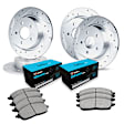 WGWN2-52001 Front and Rear Brake Disc and Pad Kit, Silver zinc-plated, Cross-drilled and Slotted, Front - 254 mm, Rear - 267 mm, Ceramic, R1 eLINE Silver Rotors with Ceramic Pads Series