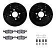 WHTH1-07001 Front Brake Disc and Pad Kit, Black, Cross-drilled and Slotted, 257 mm, Ceramic, R1 eLINE Black Rotors with European Ceramic Pads Series