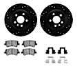WHTH1-11021 Rear Brake Disc and Pad Kit, Black, Cross-drilled and Slotted, 305 mm, Ceramic, R1 eLINE Black Rotors with European Ceramic Pads Series