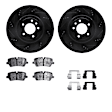 WHTH1-11022 Rear Brake Disc and Pad Kit, Black, Cross-drilled and Slotted, 381 mm, Ceramic, R1 eLINE Black Rotors with European Ceramic Pads Series