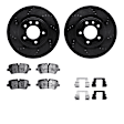 WHTH1-11029 Rear Brake Disc and Pad Kit, Cross-drilled and Slotted Ceramic R1 eLINE Black Rotors with European Ceramic Pads Series