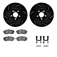 WHTH1-13011 Front Brake Disc and Pad Kit, Black, Cross-drilled and Slotted, 305 mm, Ceramic, R1 eLINE Black Rotors with European Ceramic Pads Series