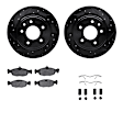 WHTH1-20005 Rear Brake Disc and Pad Kit, Black, Cross-drilled and Slotted, 305 mm, Ceramic, R1 eLINE Black Rotors with European Ceramic Pads Series