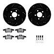 WHTH1-20021 Rear Brake Disc and Pad Kit, Black, Cross-drilled and Slotted, 300 mm, Ceramic, R1 eLINE Black Rotors with European Ceramic Pads Series