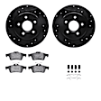 WHTH1-27035 Rear Brake Disc and Pad Kit, Black, Cross-drilled and Slotted, 279 mm, Ceramic, R1 eLINE Black Rotors with European Ceramic Pads Series