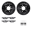 WHTH1-31013 Rear Brake Disc and Pad Kit, Black, Cross-drilled and Slotted, 284 mm, Ceramic, R1 eLINE Black Rotors with European Ceramic Pads Series