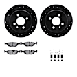 WHTH1-31016 Rear Brake Disc and Pad Kit, Black, Cross-drilled and Slotted, 279 mm, Ceramic, R1 eLINE Black Rotors with European Ceramic Pads Series