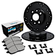 WHTH1-31016 Rear Brake Disc and Pad Kit, Black, Cross-drilled and Slotted, 279 mm, Ceramic, R1 eLINE Black Rotors with European Ceramic Pads Series