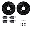 WHTH1-31029 Front Brake Disc and Pad Kit, Black, Cross-drilled and Slotted, 330 mm, Ceramic, R1 eLINE Black Rotors with European Ceramic Pads Series