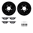 WHTH1-31044 Rear Brake Disc and Pad Kit, Black, Cross-drilled and Slotted, 305 mm, Ceramic, R1 eLINE Black Rotors with European Ceramic Pads Series