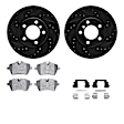 WHTH1-32011 Front Brake Disc and Pad Kit, Black, Cross-drilled and Slotted, 307 mm, Ceramic, R1 eLINE Black Rotors with European Ceramic Pads Series