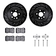 WHTH1-47007 Rear Brake Disc and Pad Kit, Black, Cross-drilled and Slotted, 365 mm, Ceramic, R1 eLINE Black Rotors with European Ceramic Pads Series