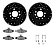 WHTH1-52000 Rear Brake Disc and Pad Kit, Black, Cross-drilled and Slotted, 305 mm, Ceramic, R1 eLINE Black Rotors with European Ceramic Pads Series