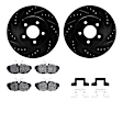 WHTH1-54010 Rear Brake Disc and Pad Kit, Black, Cross-drilled and Slotted, 305 mm, Ceramic, R1 eLINE Black Rotors with European Ceramic Pads Series