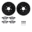 WHTH1-54016 Rear Brake Disc and Pad Kit, Black, Cross-drilled and Slotted, 272 mm, Ceramic, R1 eLINE Black Rotors with European Ceramic Pads Series