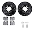 WHTH1-63036 Front Brake Disc and Pad Kit, Black, Cross-drilled and Slotted, 305 mm, Ceramic, R1 eLINE Black Rotors with European Ceramic Pads Series