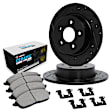 WHTH1-63045 Rear Brake Disc and Pad Kit, Black, Cross-drilled and Slotted, 279 mm, Ceramic, R1 eLINE Black Rotors with European Ceramic Pads Series