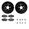 WHTH1-63063 Front Brake Disc and Pad Kit, Cross-drilled and Slotted 305 mm Ceramic R1 eLINE Black Rotors with European Ceramic Pads Series