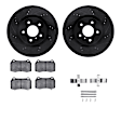 WHTH1-68001 Front Brake Disc and Pad Kit, Black, Cross-drilled and Slotted, 330 mm, Ceramic, R1 eLINE Black Rotors with European Ceramic Pads Series